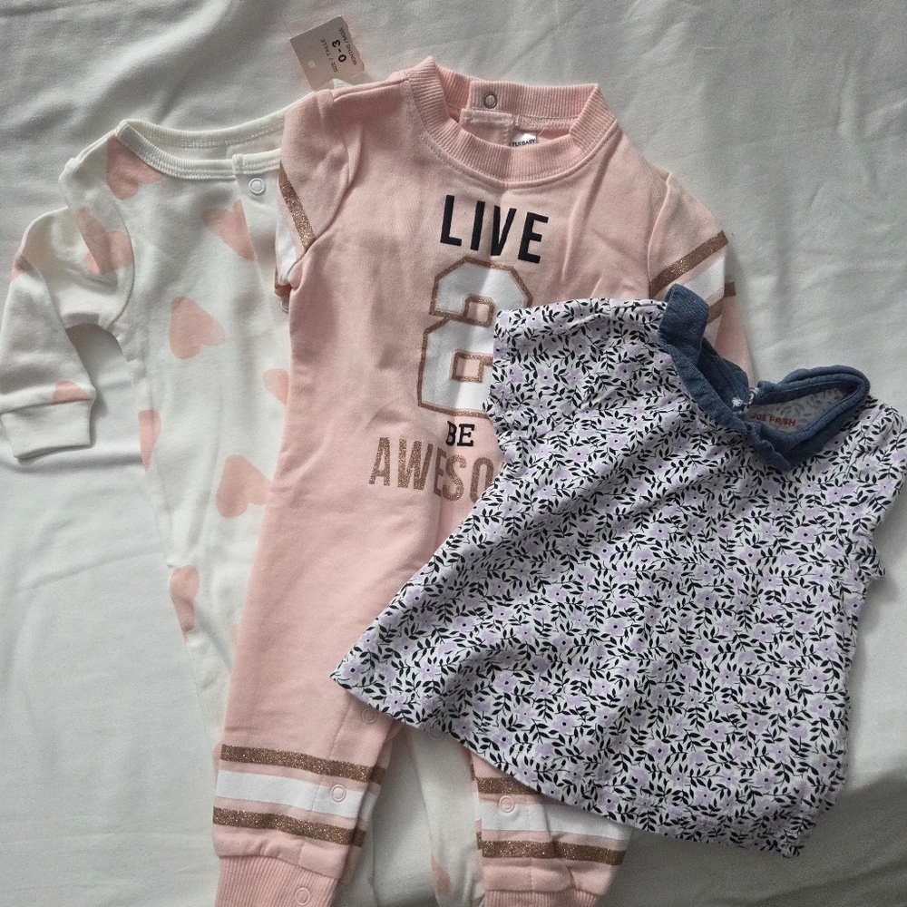 Baby Girl Clothes Lot 3pc Bundle | NWT Pekkle Joe Fresh | Size 0-6M Newborn